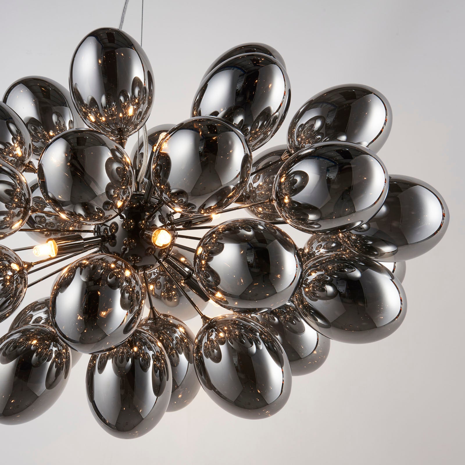 Infinity 8-Light Black Chrome Pendant Light with Dark Chrome Glass Shades