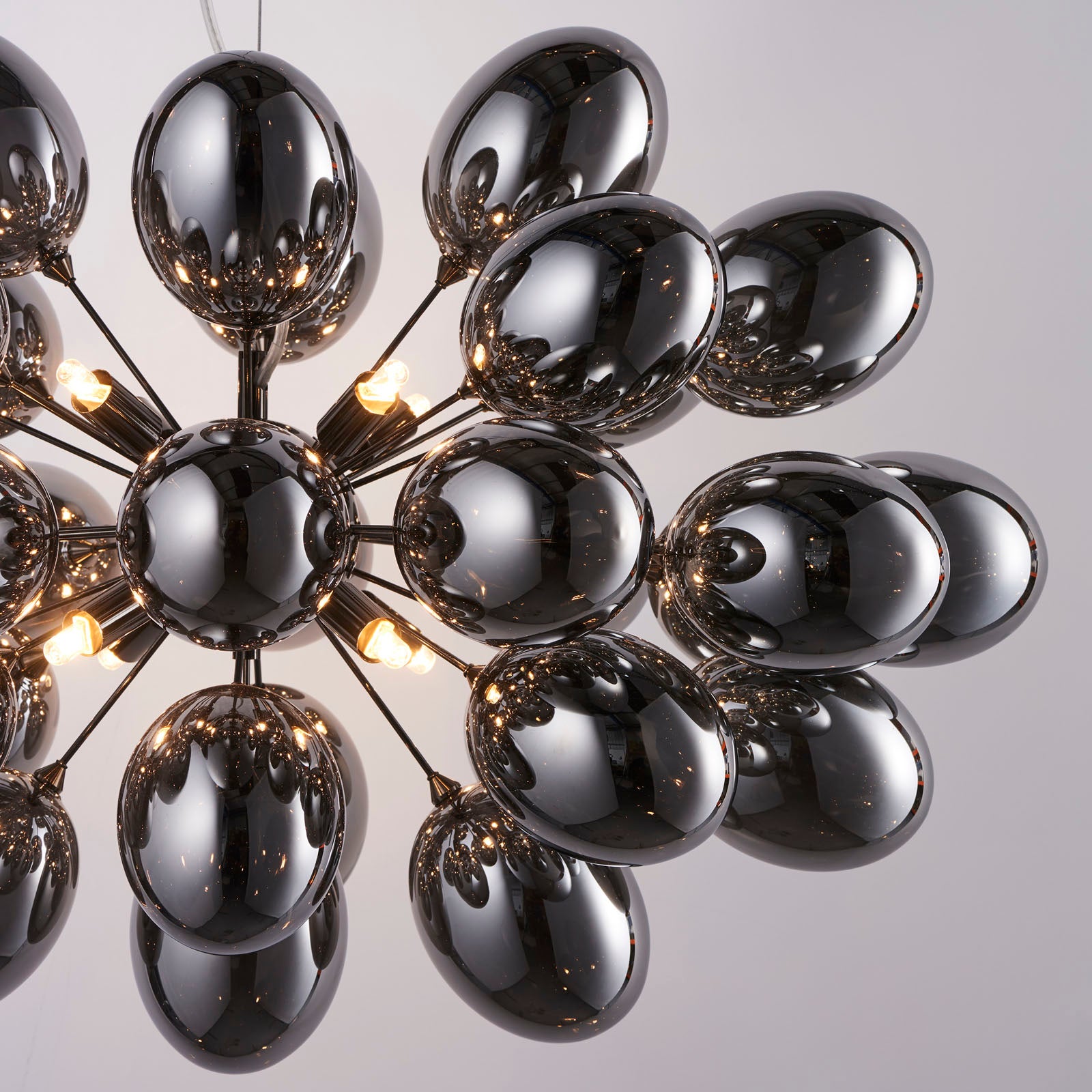 Infinity 8-Light Black Chrome Pendant Light with Dark Chrome Glass Shades