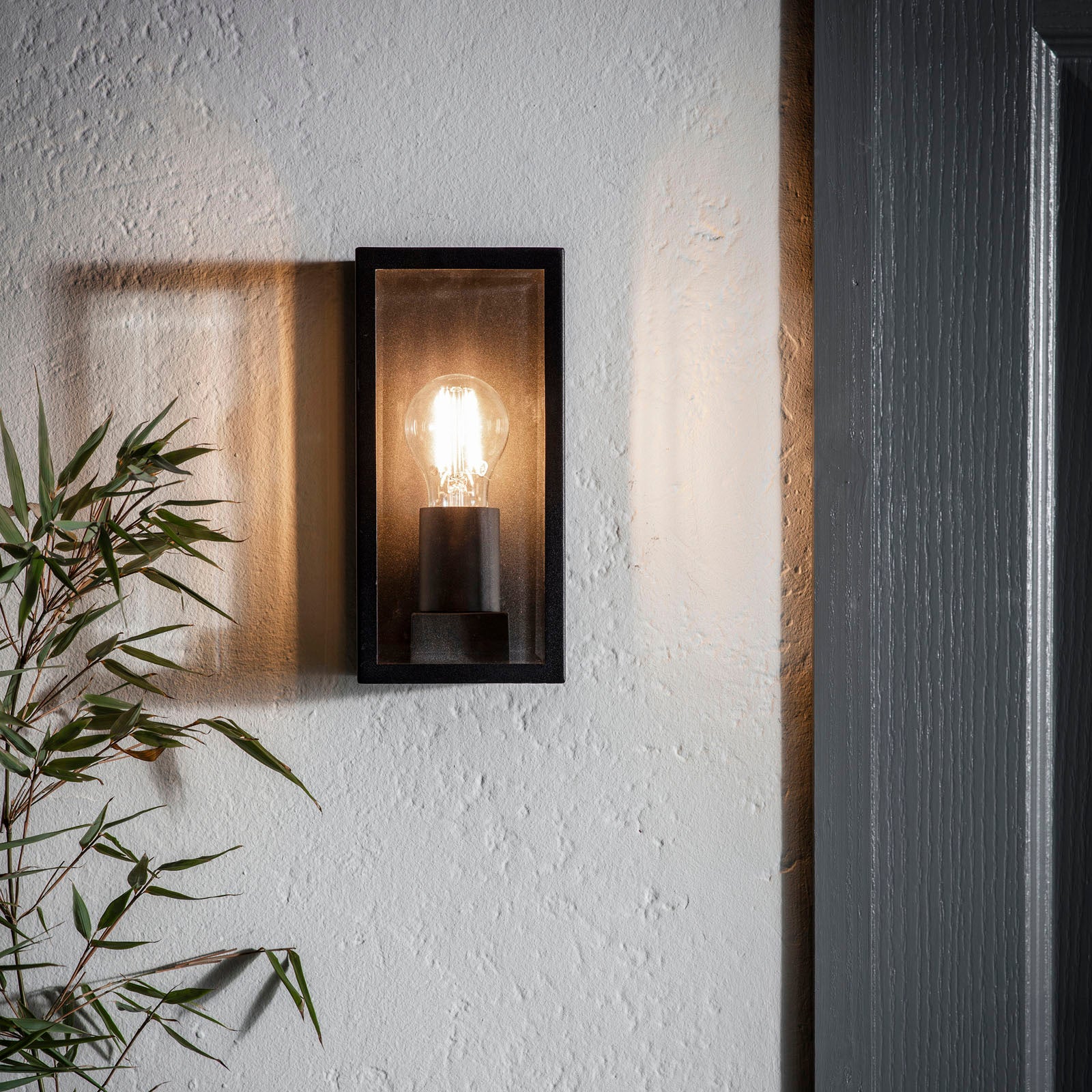 Oxford Matt Black Wall Light - Classic Box Lantern