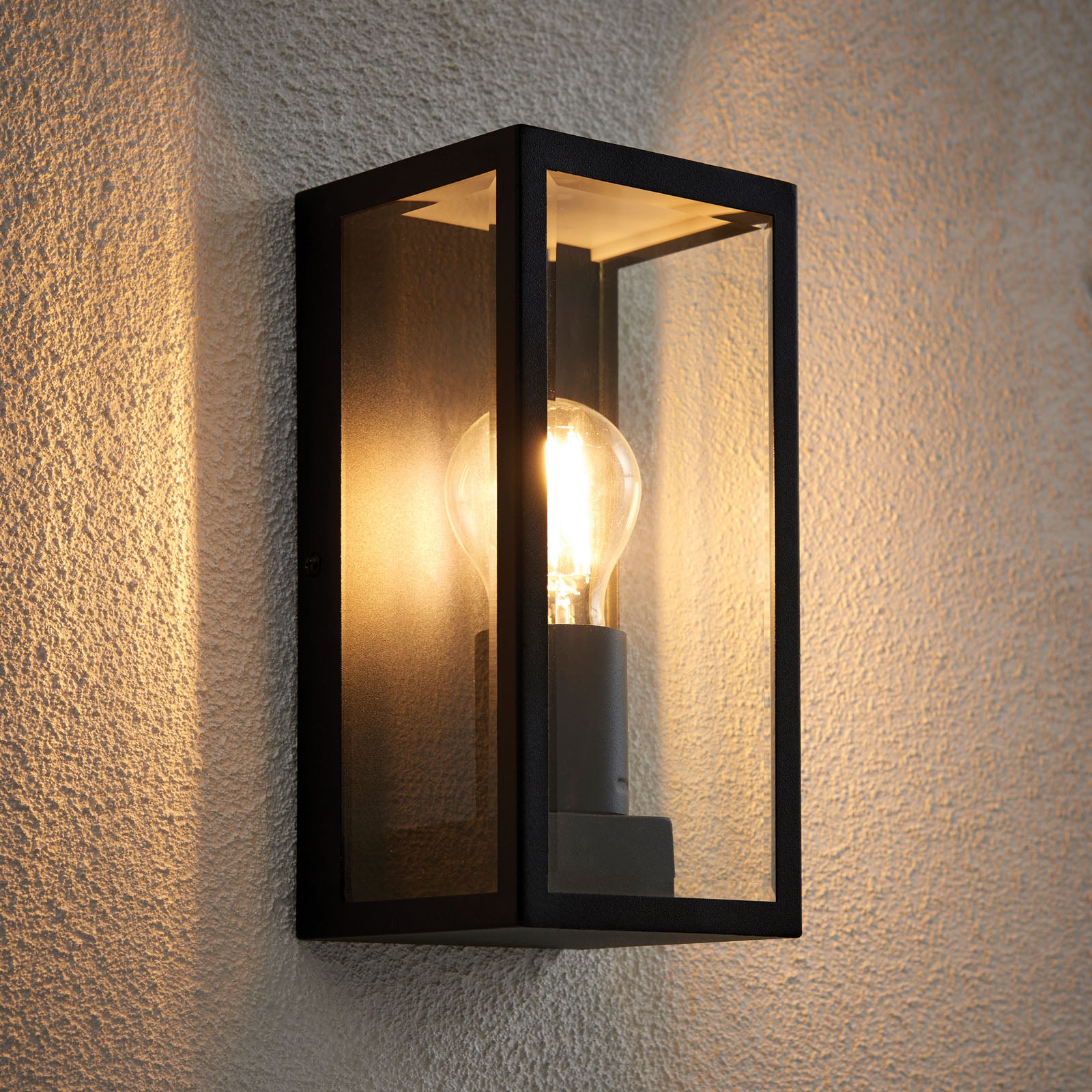 Oxford Matt Black Wall Light - Classic Box Lantern