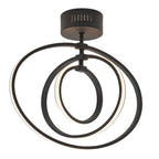 Avali 1-Light LED Semi-Flush Mount: Sculptural Hoop (Black & White)