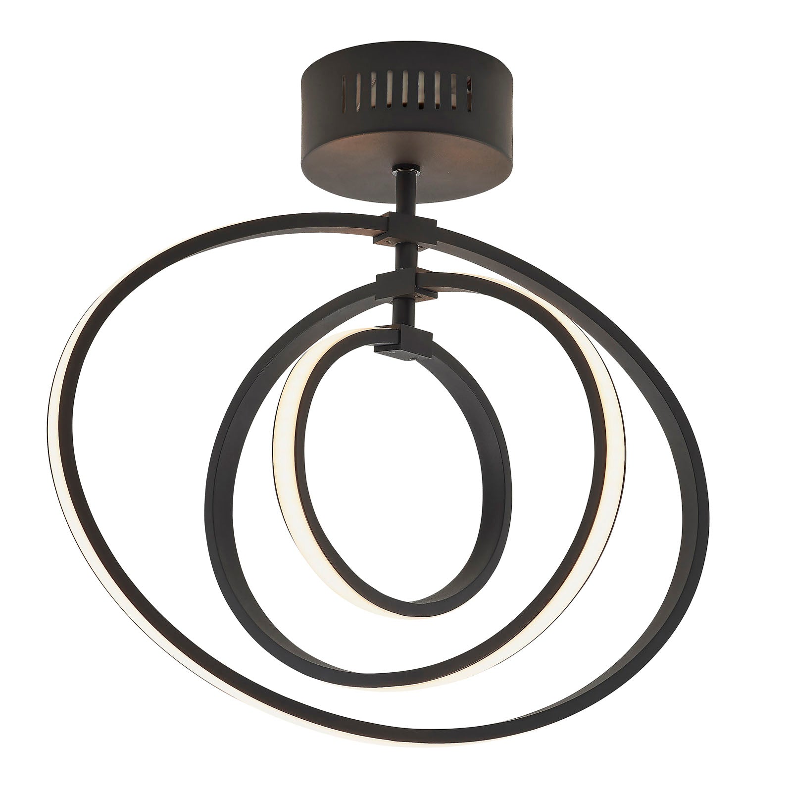 Avali 1-Light LED Semi-Flush Mount: Sculptural Hoop (Black & White)