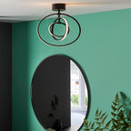 Avali 1-Light LED Semi-Flush Mount: Sculptural Hoop (Black & White)