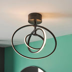 Avali 1-Light LED Semi-Flush Mount: Sculptural Hoop (Black & White)