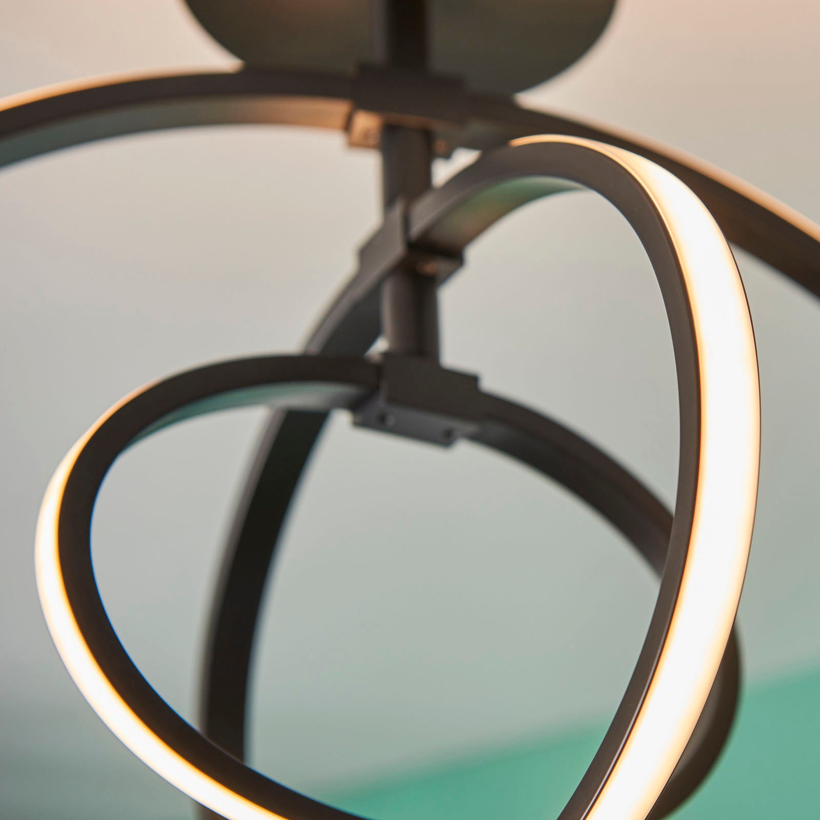 Avali 1-Light LED Semi-Flush Mount: Sculptural Hoop (Black & White)