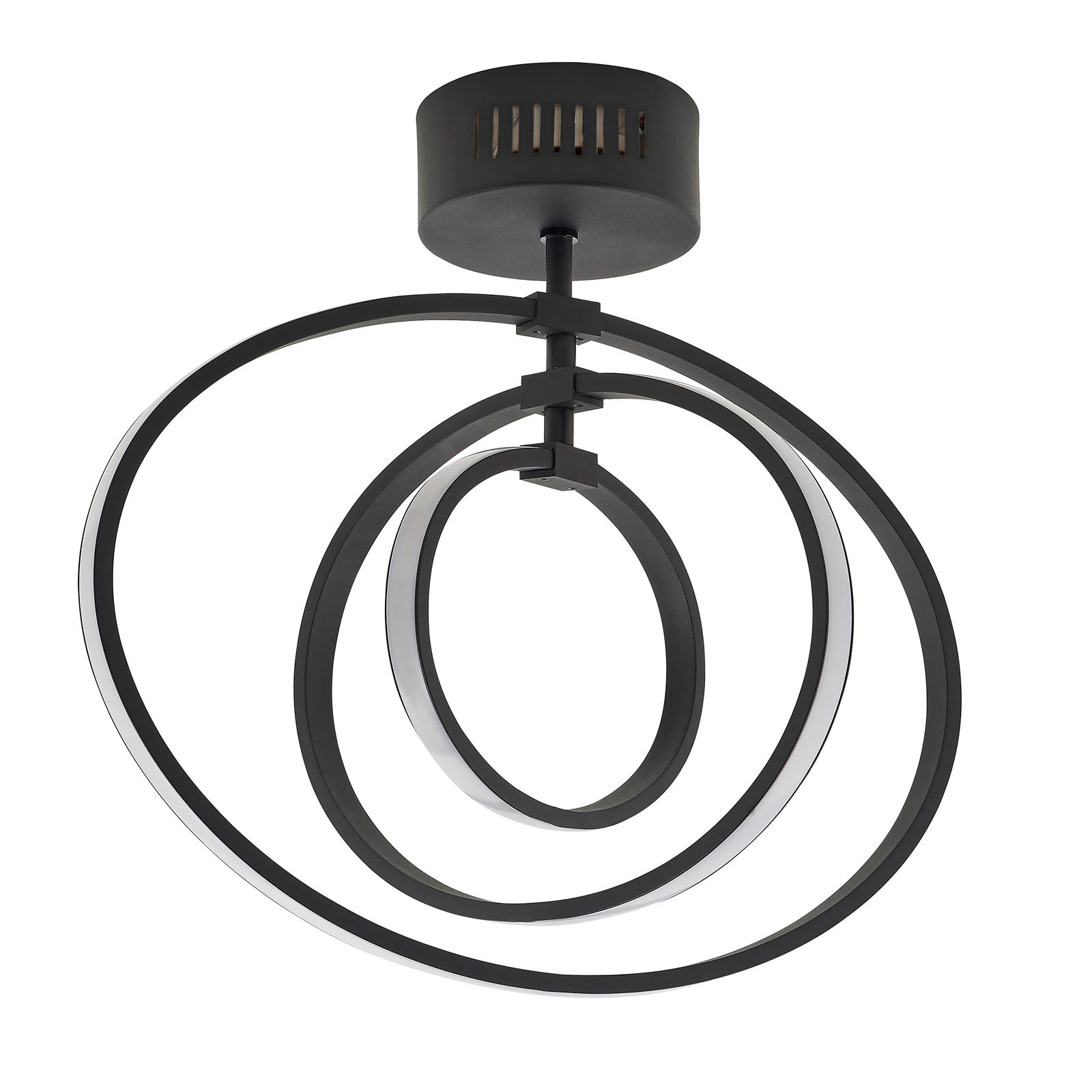 Avali 1-Light LED Semi-Flush Mount: Sculptural Hoop (Black & White)