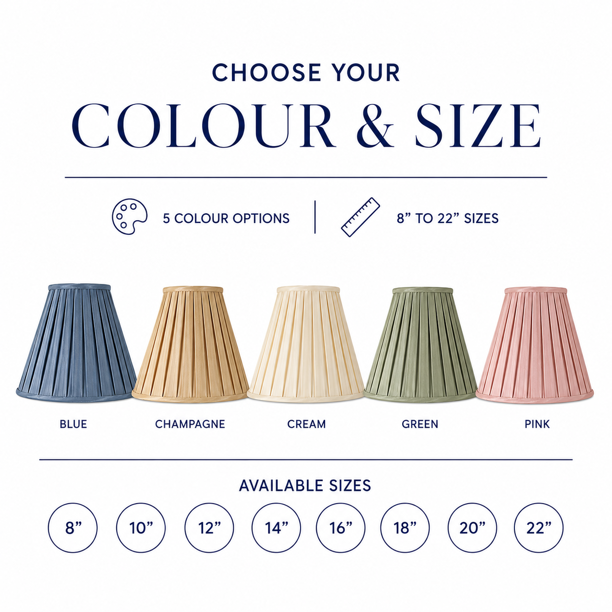 Box Pleat Lampshade - CHOOSE YOUR COLOR & SIZE