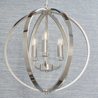 Ritz Modern 3-Light Pendant Lamp (Bright Nickel, Open Frame)