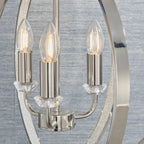 Ritz Modern 3-Light Pendant Lamp (Bright Nickel, Open Frame)