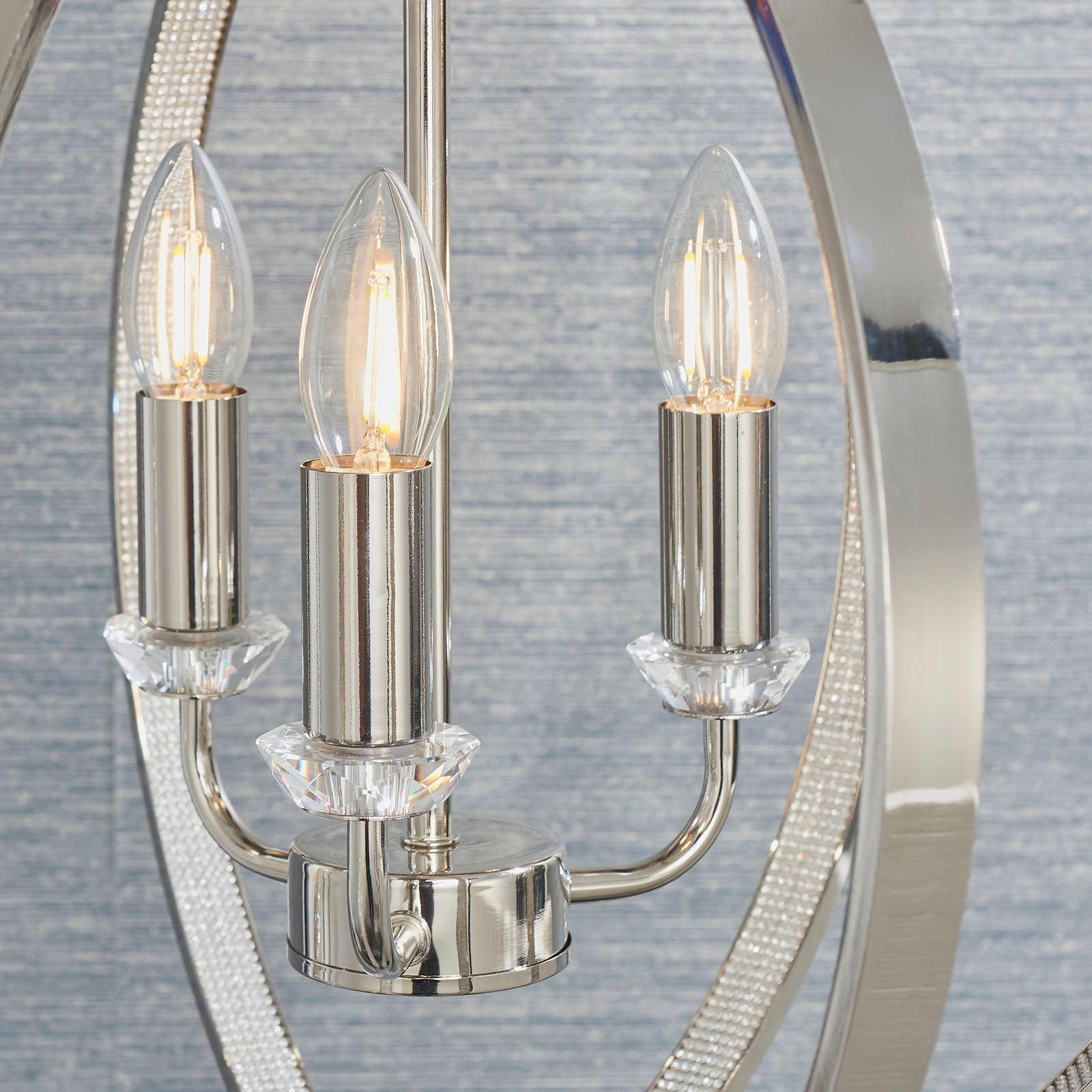 Ritz Modern 3-Light Pendant Lamp (Bright Nickel, Open Frame)