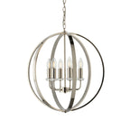Ritz Modern 6-Light Pendant Lamp (Bright Nickel, Open Frame)