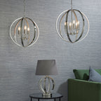 Ritz Modern 6-Light Pendant Lamp (Bright Nickel, Open Frame)