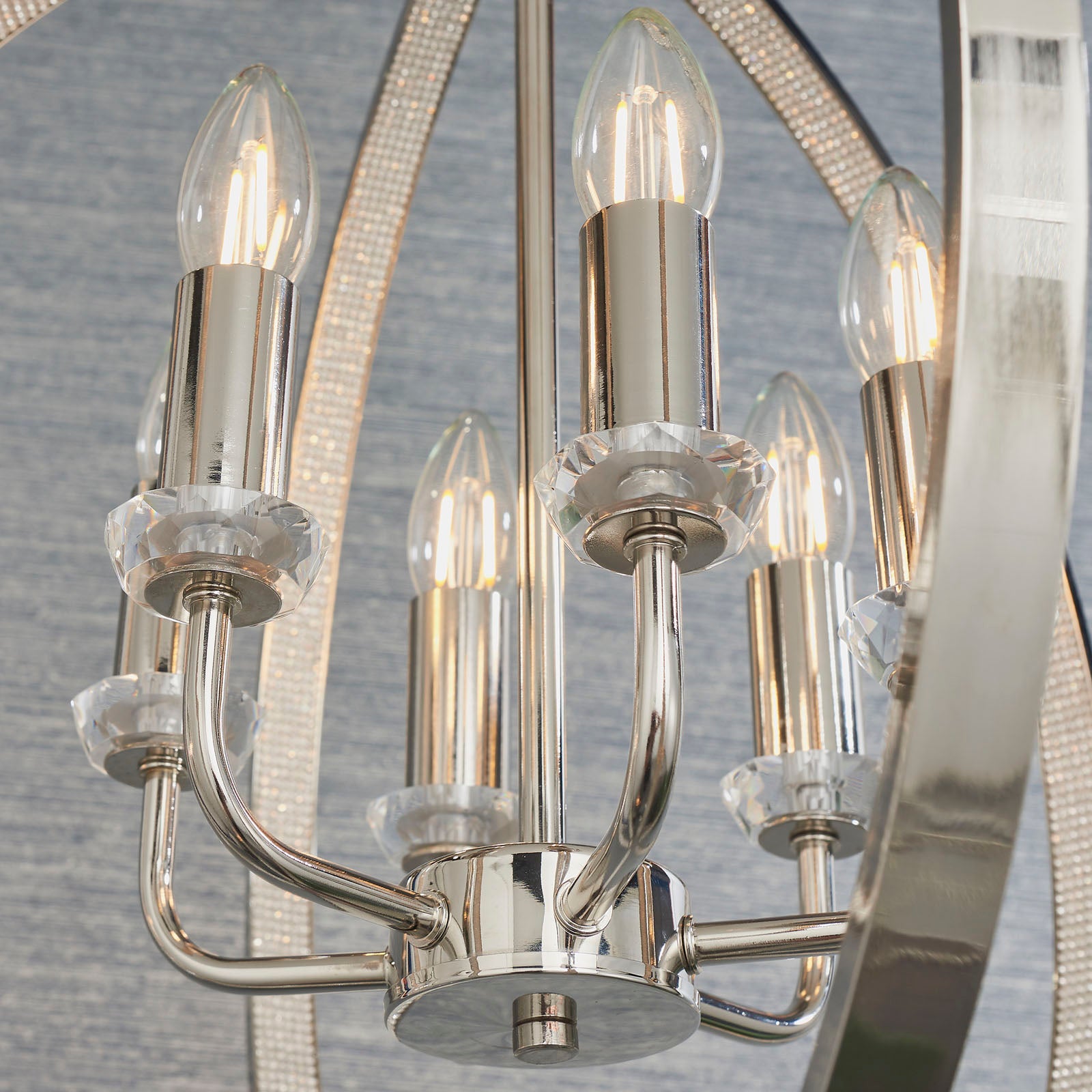 Ritz Modern 6-Light Pendant Lamp (Bright Nickel, Open Frame)