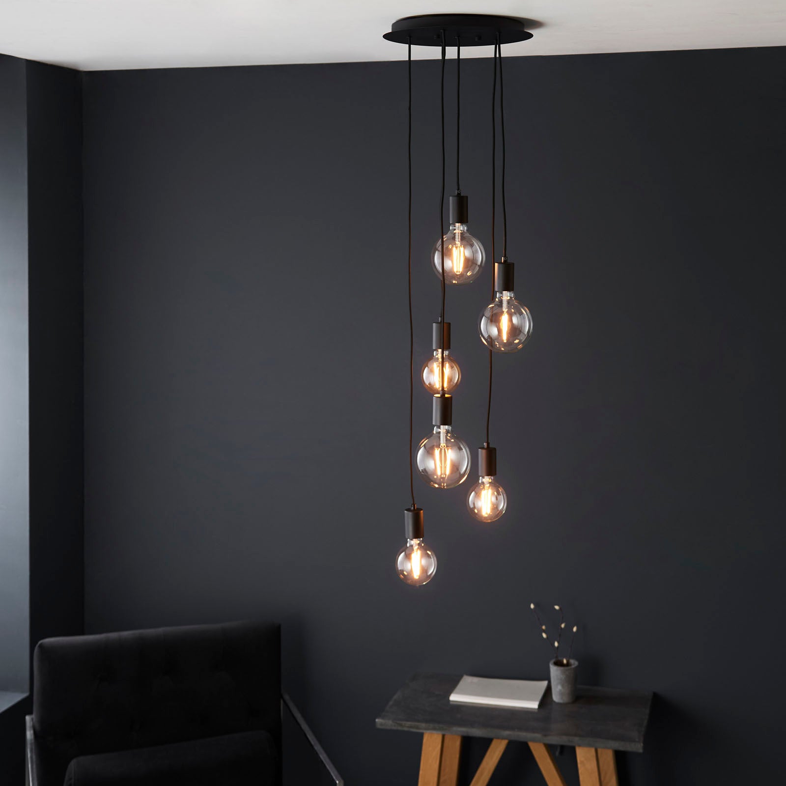 Studio Industrial 6-Light Pendant (Adjustable, Modern Metal)