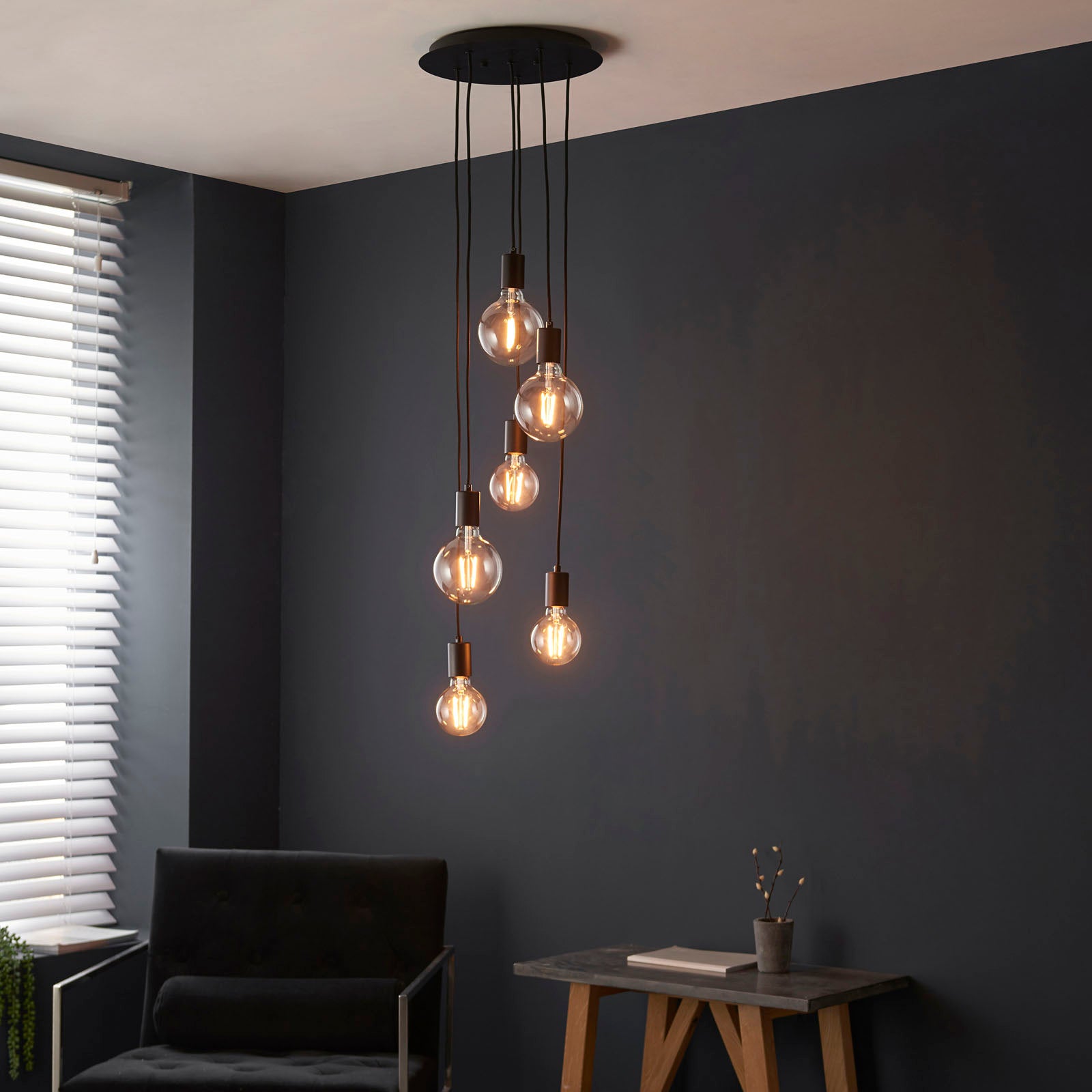 Studio Industrial 6-Light Pendant (Adjustable, Modern Metal)