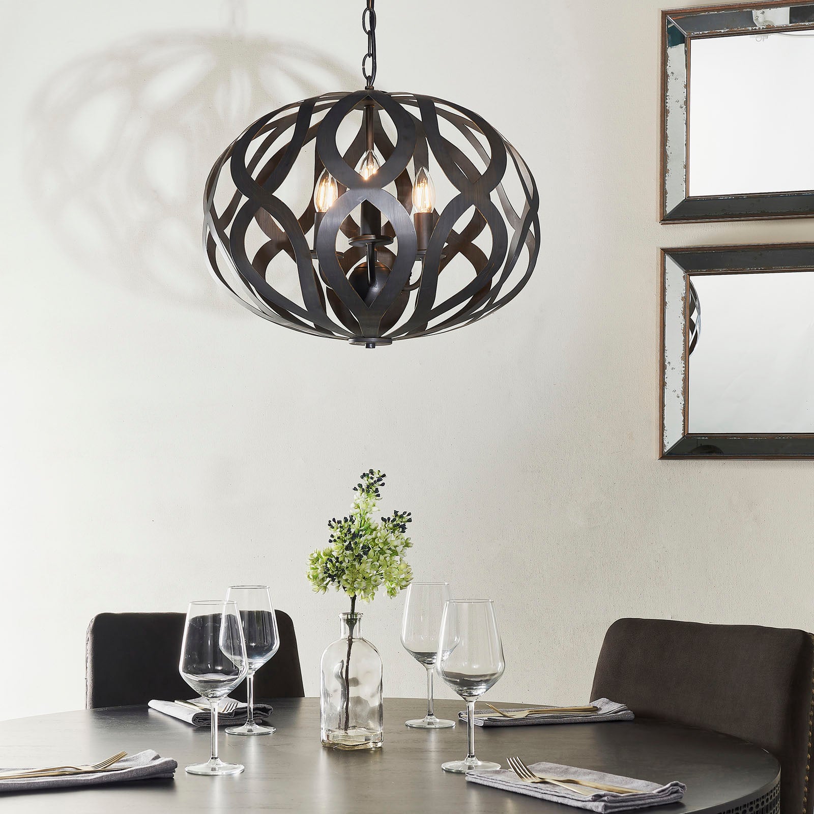 Sirolo 3-Light Black Antique Bronze Pendant Light