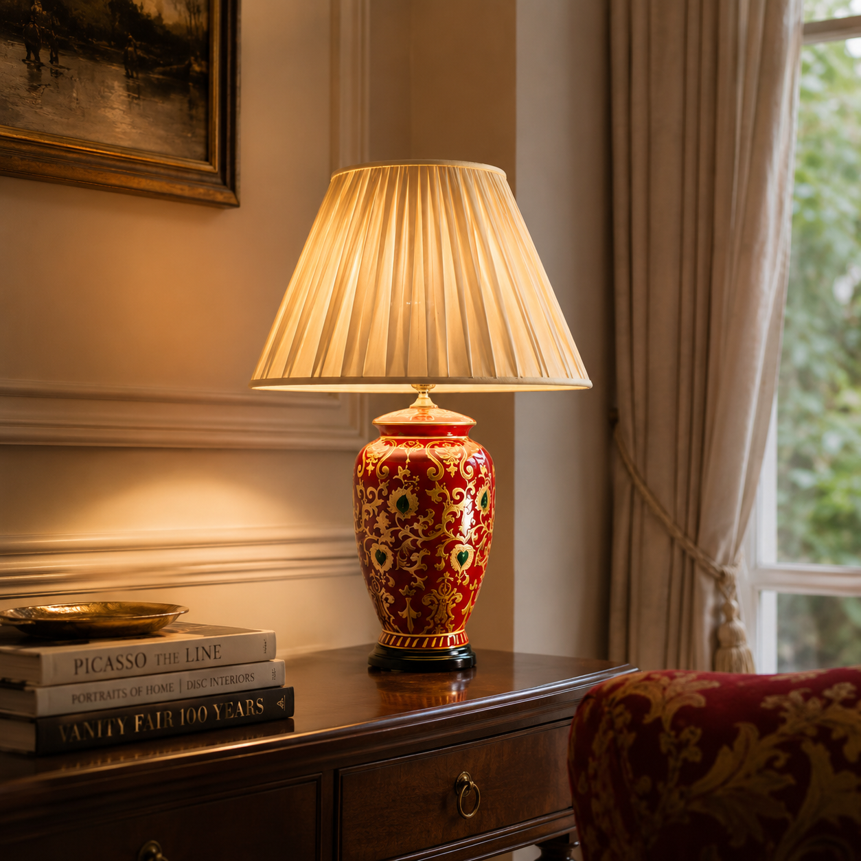 TL748 - Red Oxide Decorated Table Lamp