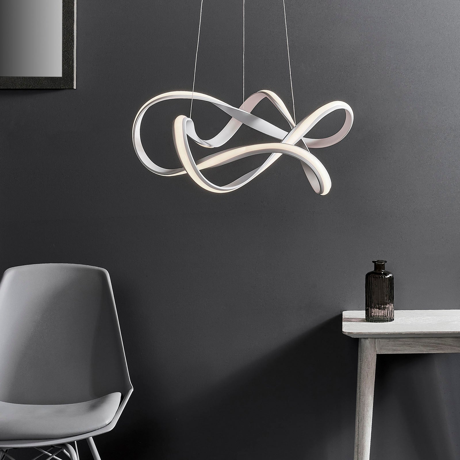 Synergy Sand White Textured Pendant Light (Modern, Integrated LED)