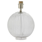 Jemma 1-Light Clear Ribbed Glass Table Lamp with Satin Nickel Finish