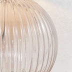 Jemma 1-Light Clear Ribbed Glass Table Lamp with Satin Nickel Finish