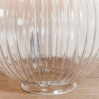 Jemma 1-Light Clear Ribbed Glass Table Lamp with Satin Nickel Finish