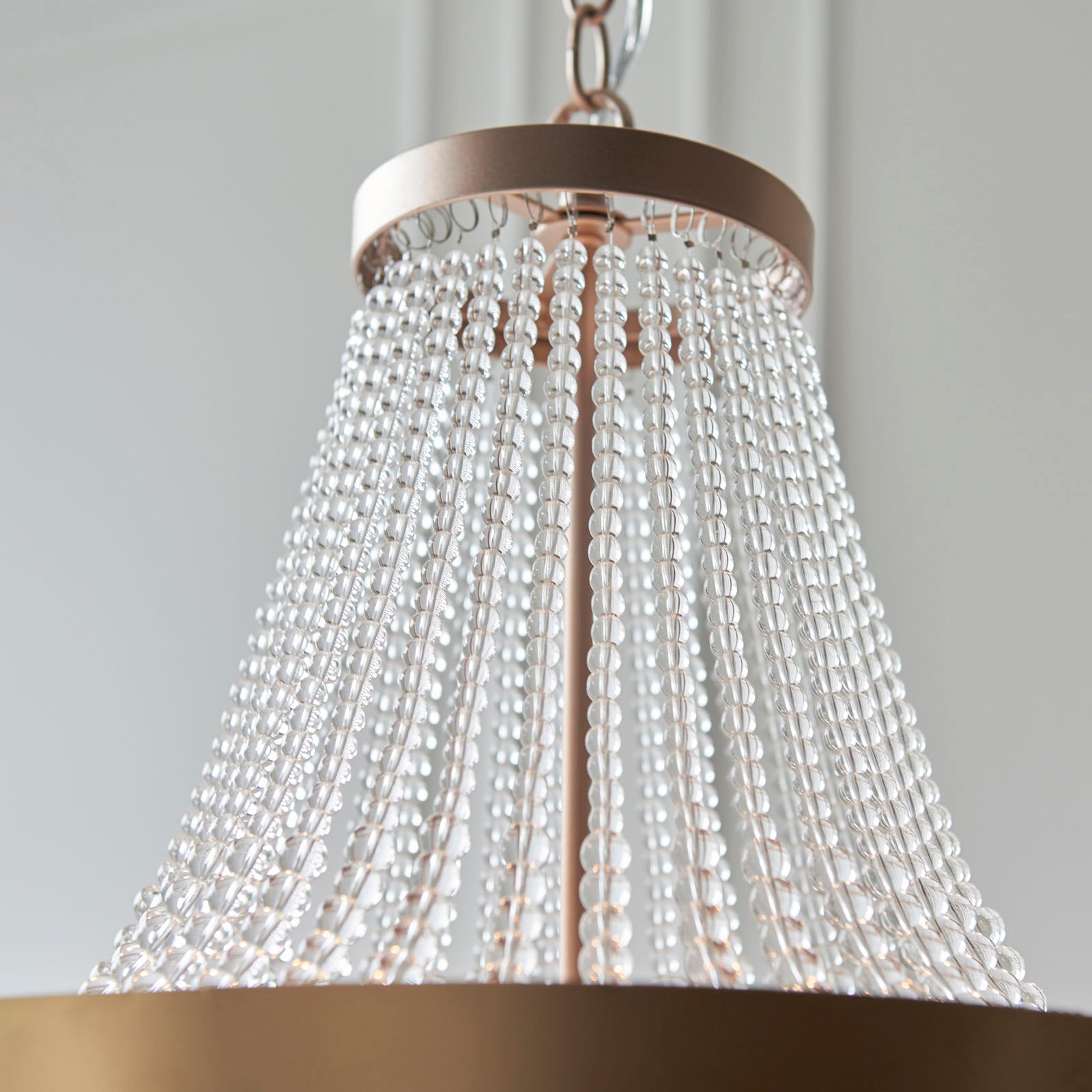 Celine Modern 5-Light Rose Gold Pendant Light with Clear Glass Beads