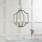 Lainey 4-Light Antique Brass Rope Chain Pendant with Crystal Glass