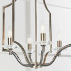 Lainey 4-Light Antique Brass Rope Chain Pendant with Crystal Glass