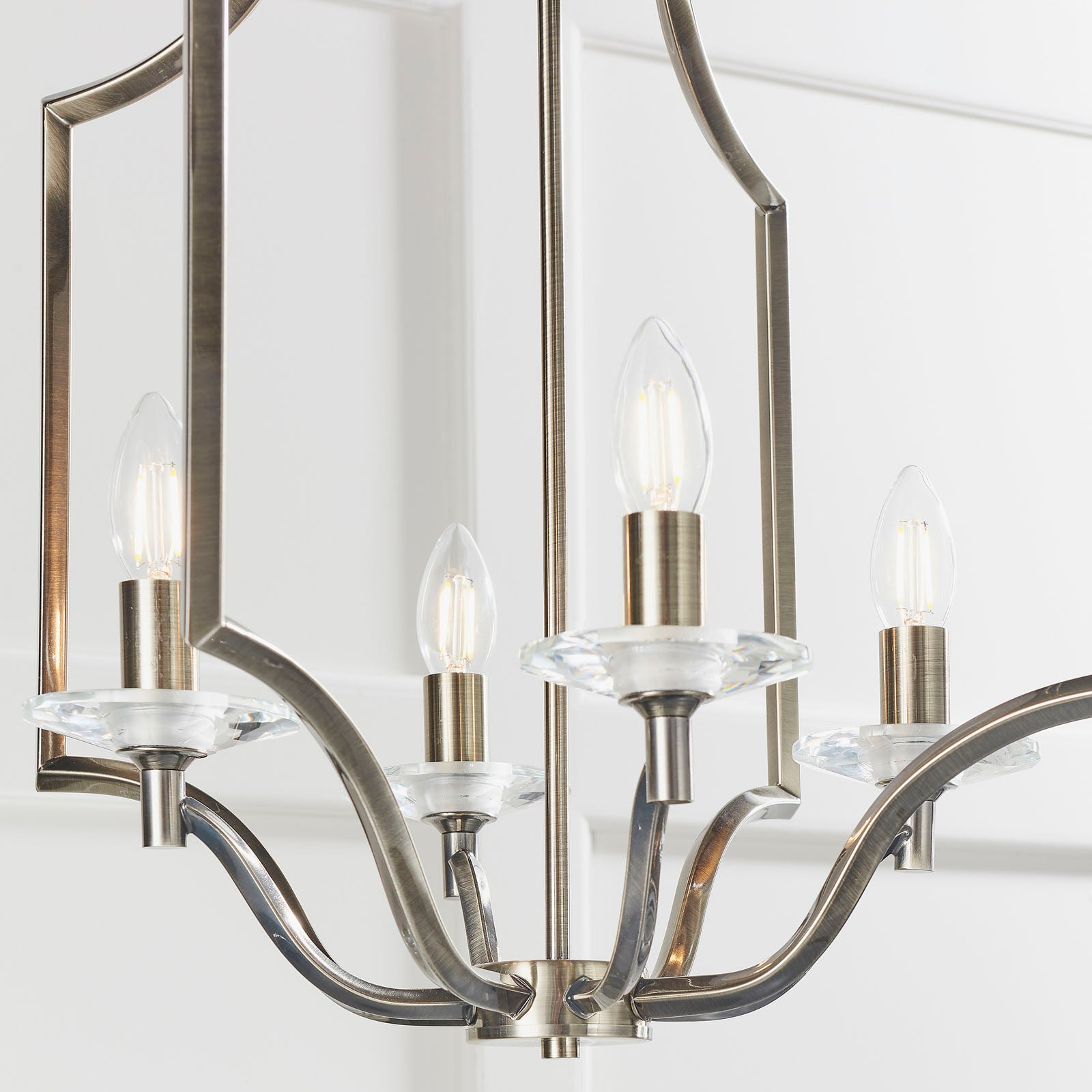 Lainey 4-Light Antique Brass Rope Chain Pendant with Crystal Glass