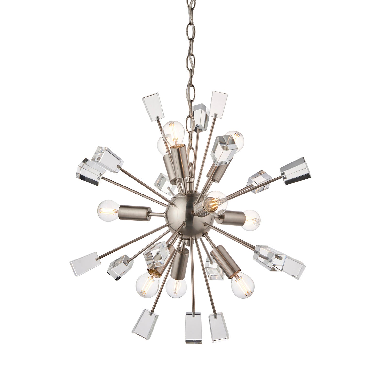 Miro 9-Light Satin Nickel Crystal Sphere Pendant Light