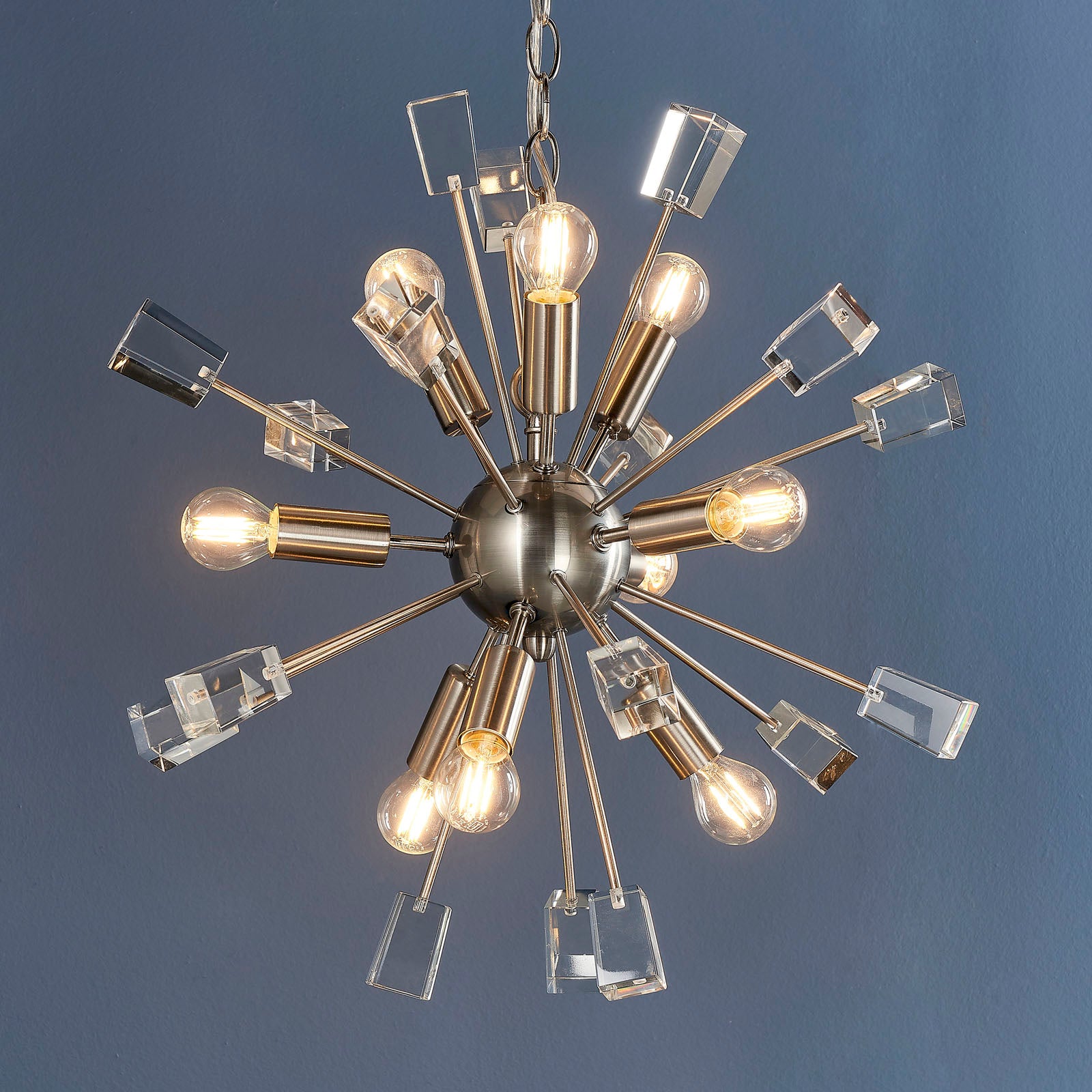 Miro 9-Light Satin Nickel Crystal Sphere Pendant Light