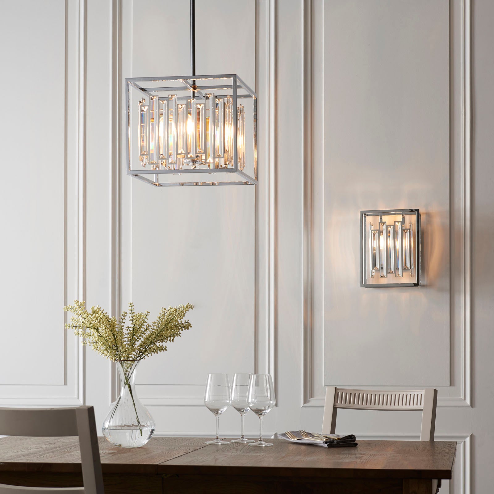 Acadia Modern 4 Light Crystal Pendant Chrome