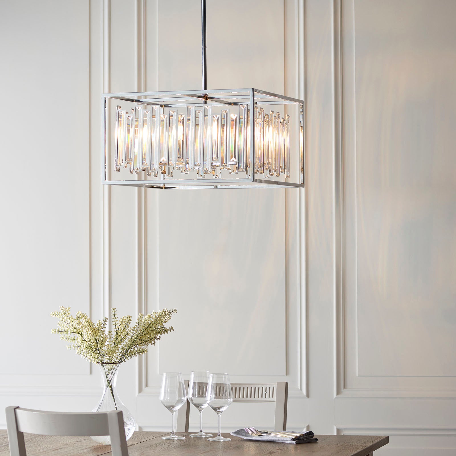 Acadia Modern 4 Light Crystal Pendant Chrome