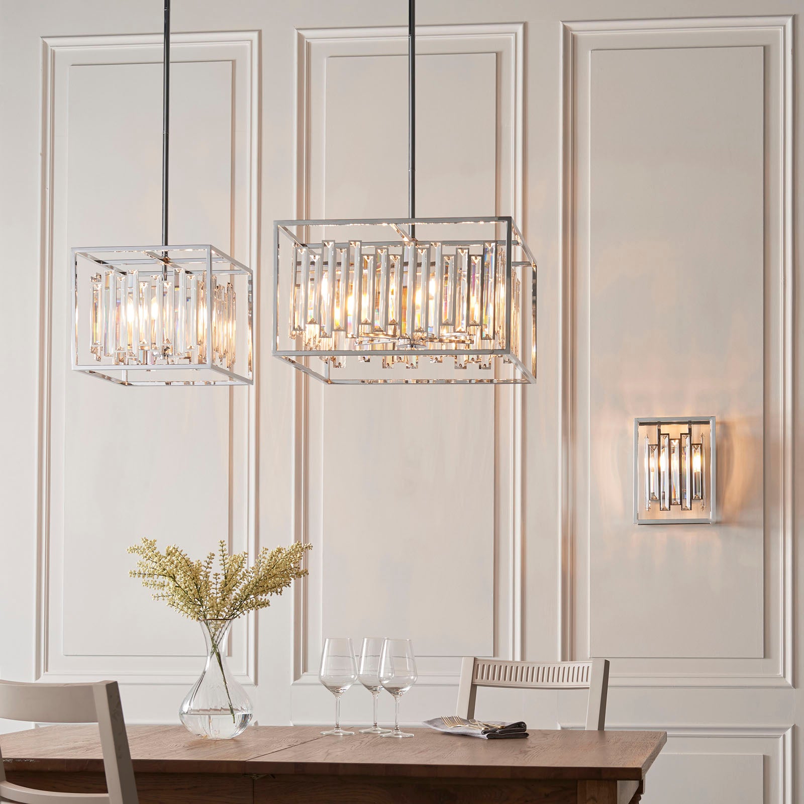 Acadia Modern 4 Light Crystal Pendant Chrome