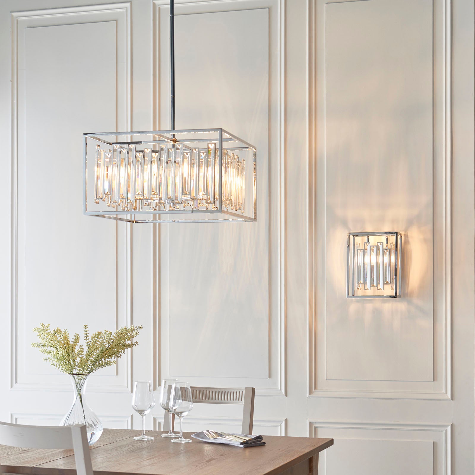 Acadia Modern 4 Light Crystal Pendant Chrome