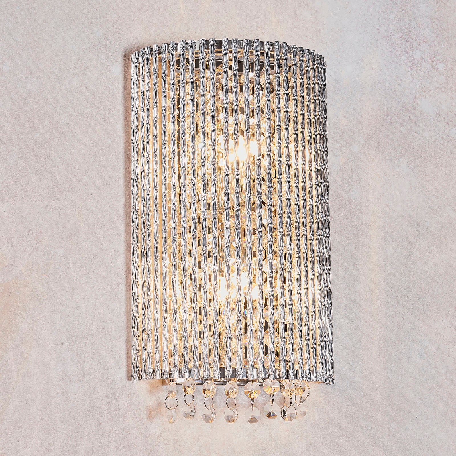 Galina 2-Light Crystal Wall Light - Polished Chrome