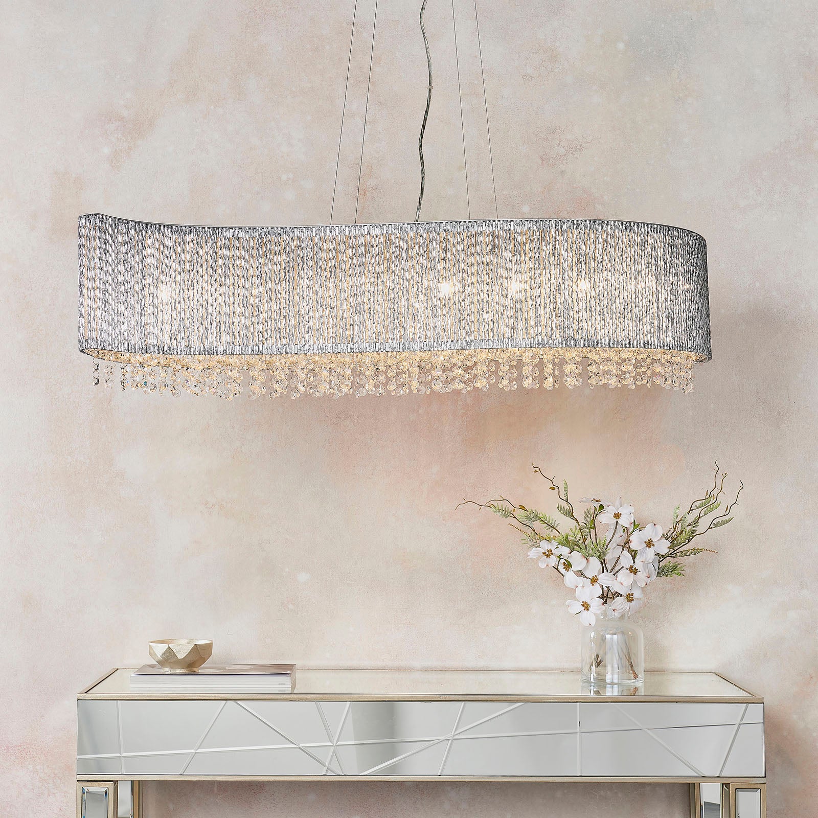 Galina 8-Light Crystal Pendant Light - Linear Wave Design