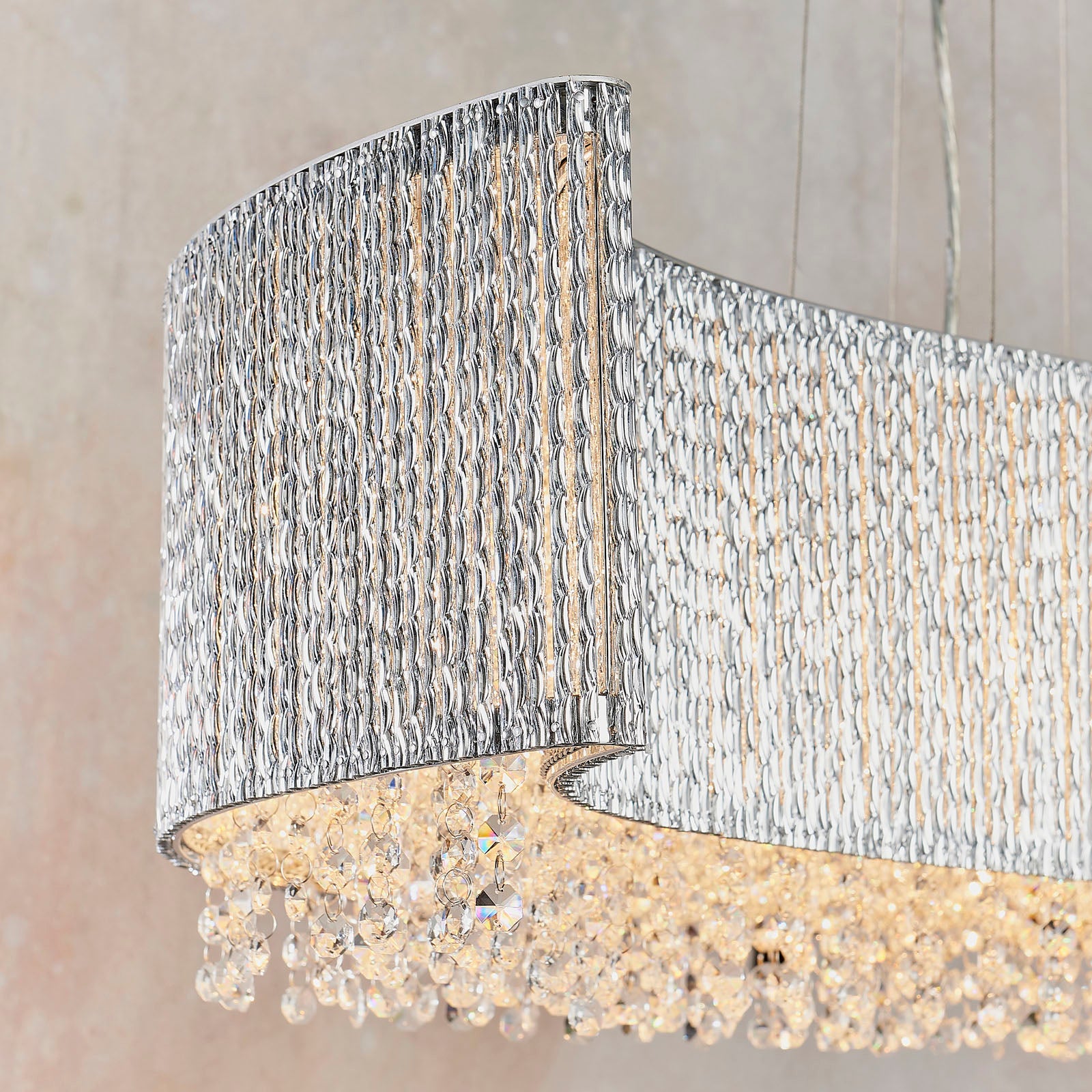 Galina 8-Light Crystal Pendant Light - Linear Wave Design
