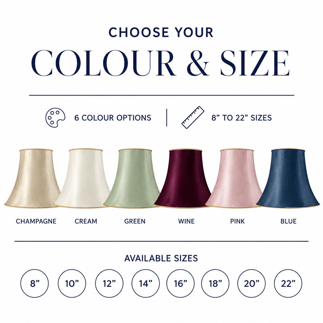 Bowed Empire Lampshade - CHOOSE YOUR COLOR & SIZE