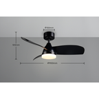 HELSINKI Black 3 Blade Ceiling Fan Large
