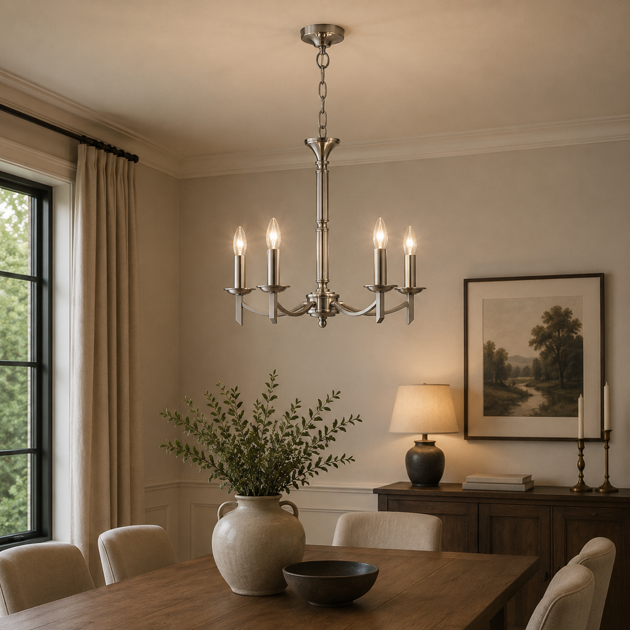 Patrinia 5 Light Dual Mount Pendant Satin Chrome