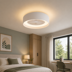 Fan Flush White and White With Shade LED