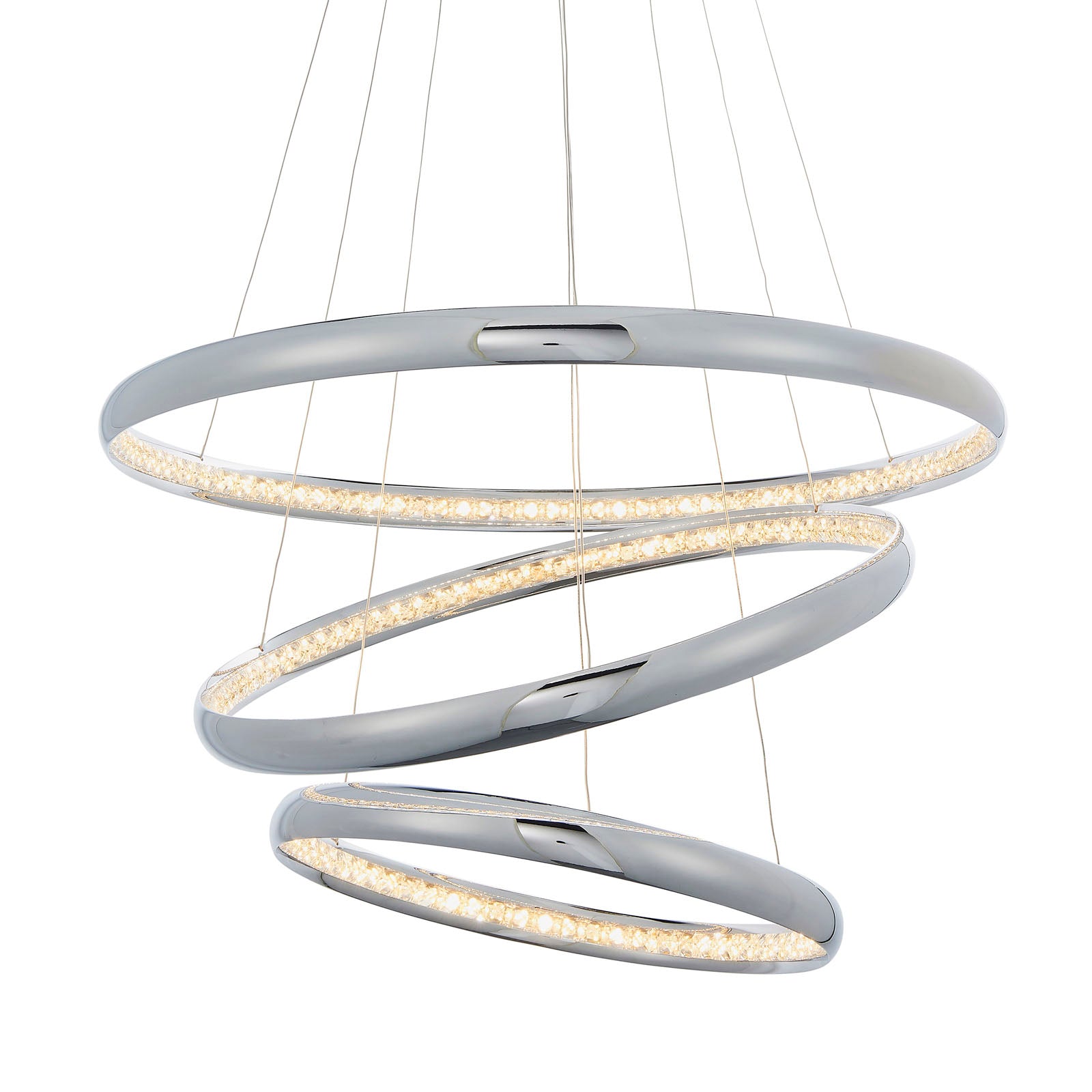 Ozias Polished Chrome LED Pendant Light with Clear Crystals