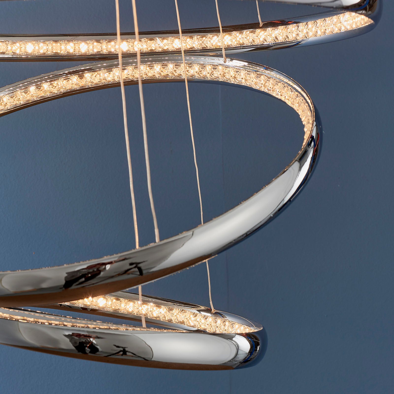 Ozias Polished Chrome LED Pendant Light with Clear Crystals