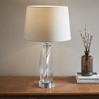 Gideon 1-Light Table Lamp - Clear Glass & White Linen Shade
