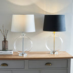 Gideon 1-Light Table Lamp - Clear Glass & White Linen Shade