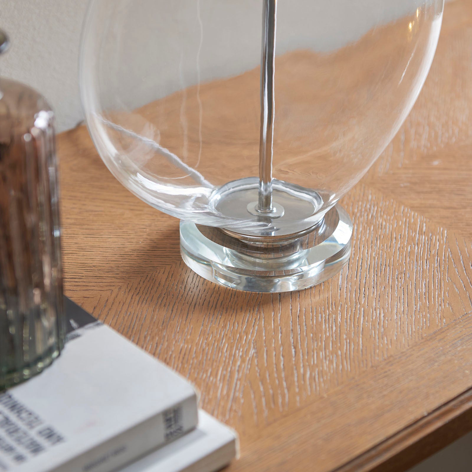 Gideon 1-Light Table Lamp - Clear Glass & White Linen Shade