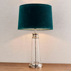 Winslet 1-Light Table Lamp with Clear Glass Base & Teal Velvet Shade