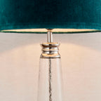 Winslet 1-Light Table Lamp with Clear Glass Base & Teal Velvet Shade