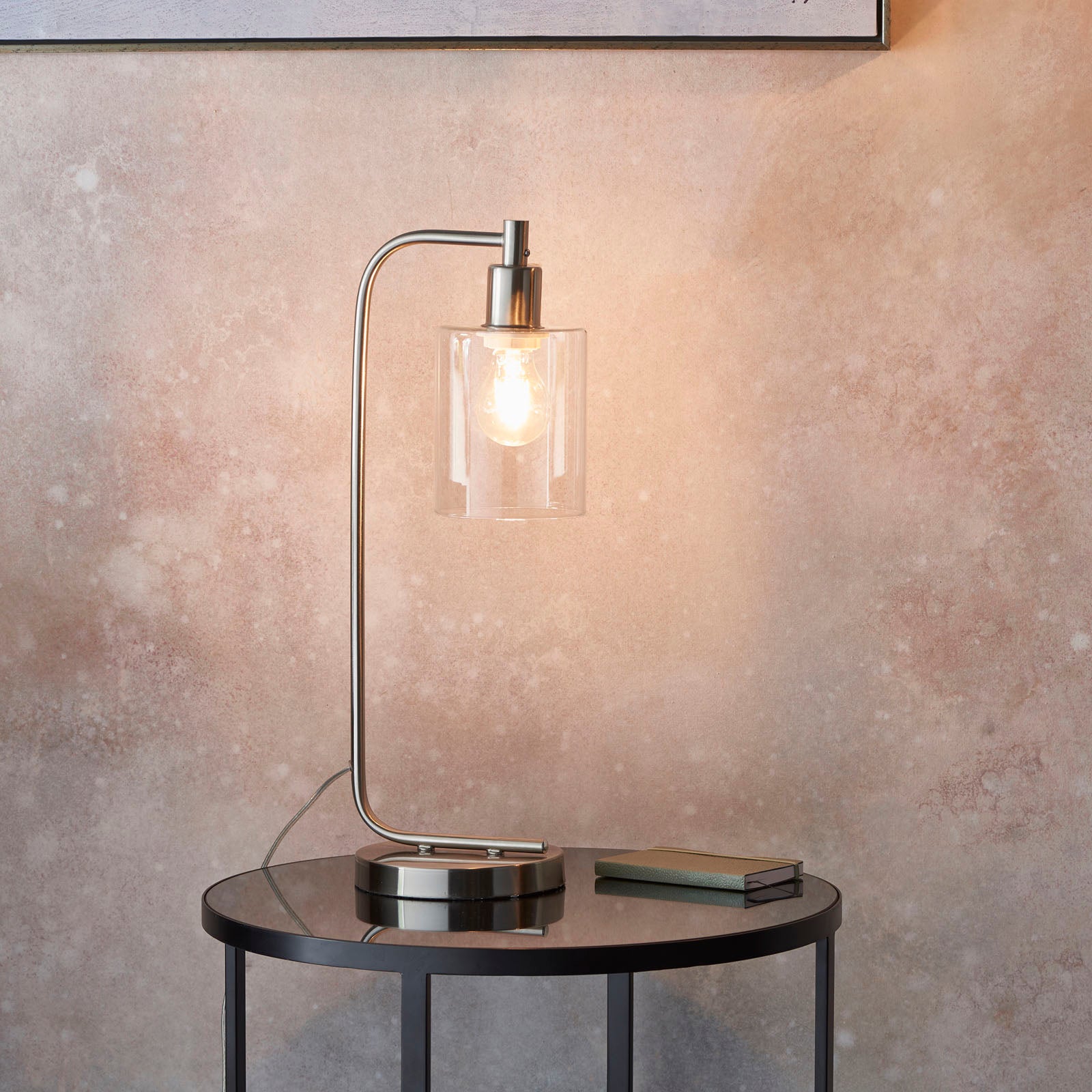 Toledo Brushed Nickel Table Lamp (Clear Glass)